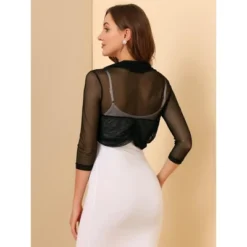 Allegra K Women's Semi Sheer Elegan Long Sleeves Bolero Shrug Tops -Women Clothing Sale GUEST a2e8343a fd33 40c4 8ca0 c1f0929a009a