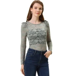 Allegra K Women's Vintage Semi-Sheer Puff Long Sleeve Embroidery Lace Floral Blouse -Women Clothing Sale GUEST a3134d31 3e1b 45d8 a131 67a39cca04f3