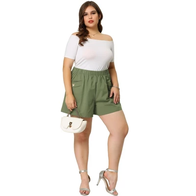 Agnes Orinda Women's Plus Size Pants Loose Slant Pocket Elastic Waist Straight Leg Shorts 2 Agnes Orinda Women's Plus Size Pants Loose Slant Pocket Elastic Waist Straight Leg Shorts - Image 2