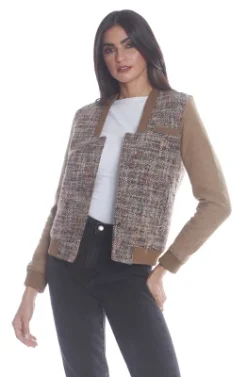 Members Only Women's Updated Tweed Varsity Jacket With Contrast Sleeve -Women Clothing Sale GUEST a896d687 0ece 4367 978c 2a45f4c69781