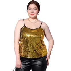 Agnes Orinda Plus Size Tops For Women Sequined Shining Camisole Club Party Sparkle Cami Top -Women Clothing Sale GUEST a9f61f38 a3ce 4cc1 a352 42066c6d53df