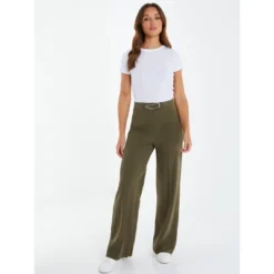 QUIZ Women's Olive Green Buckle Detail Palazzo Pant -Women Clothing Sale GUEST aa648b79 8330 48d7 994c 5822c6908c81