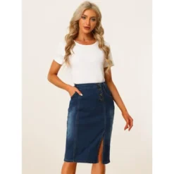 Allegra K Women's Button Decor Side Slit Slash Pocket Midi Denim Skirt 8 Allegra K Women's Button Decor Side Slit Slash Pocket Midi Denim Skirt -Women Clothing Sale GUEST aa8b923a 2fbf 493e 9c48 7ca695e594ef