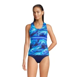 Lands' End Women's Chlorine Resistant Zip Front Tankini Swimsuit Top -Women Clothing Sale GUEST ab1787d3 3a02 4b74 9c9f a9b8d2e22b04
