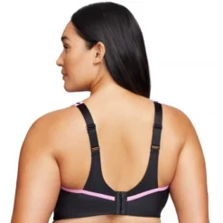 Glamorise Womens No-Bounce Camisole Sports Wirefree Bra 1066 Black/Pink