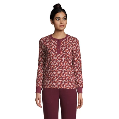 Lands' End Women's Waffle Henley Sleep Shirt 3 Lands' End Women's Waffle Henley Sleep Shirt - Image 3