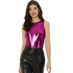 Allegra K Women's Party Shiny Sleeveless Club Metallic Tank Top -Women Clothing Sale GUEST aed6ebee 33c1 46f6 ae5d f218bbcd5c1b