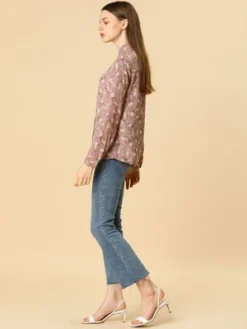 Allegra K Women's Point Collar Long Sleeve Button Down Floral Shirt -Women Clothing Sale GUEST b056c8b6 1334 4387 b062 c7269d37c09a