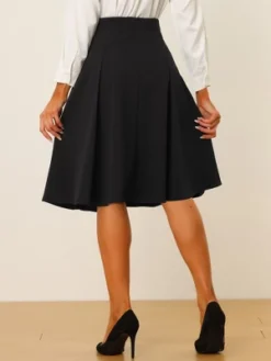 Allegra K Women's High Waist Button Decor Vintage Pleated Flared Midi Skirt -Women Clothing Sale GUEST b05d20a4 bdf8 4ed6 9b4c 731b532fc25d