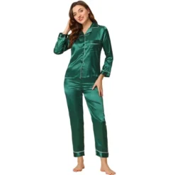 Allegra K Women's Satin Button Down Sleepshirt With Pants Halloween Pajama Set -Women Clothing Sale GUEST b0979d71 fff9 42cd b3fb 9baf5e1189e6