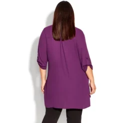 Women's Plus Size Longline Blouse - Plum | AVE STUDIO