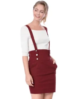 Allegra K Women's Button Decor High Waist Straight Braces Suspender Skirt -Women Clothing Sale GUEST b45cc7f8 1d7f 436a 9f7b b9466d5a4f50