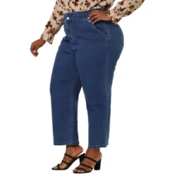 Agnes Orinda Women's Plus Size Pant Pockets Zip Up Button Fly Elastic Waist Denim Jeans -Women Clothing Sale GUEST b4779f24 7dd2 4339 be11 ab6a7bf5a667