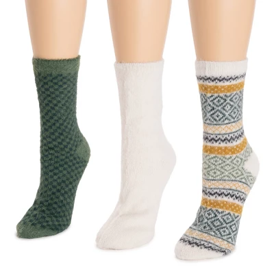 MUK LUKS Women's Pair Pack Fuzzy Crew Fall 3 MUK LUKS Women's Pair Pack Fuzzy Crew Fall - Image 3