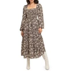 August Sky Women's Floral Long Sleeve Smocked Midi Dress -Women Clothing Sale GUEST b6d99b89 33fb 4d81 bf7e ad4805dd6ac4