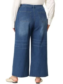 Agnes Orinda Women's Plus Size Wide Leg Stretch Washed Palazzo Denim Jeans -Women Clothing Sale GUEST b6deaf4f 8a61 45eb afcd c79ac3c95b82