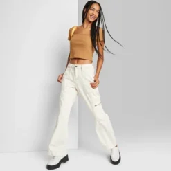 Women's High-Rise Cargo Baggy Jeans - Wild Fable™ Off-White -Women Clothing Sale GUEST b7e40712 f8ea 4363 a50c 0f2642a9d94b