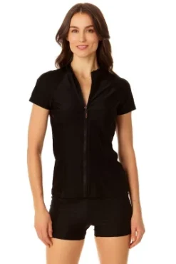 Coppersuit - Women's Short Sleeve Zip Front Rashguard Swimsuit Top -Women Clothing Sale GUEST bd03f219 75de 46ad bd77 908686b7e5de