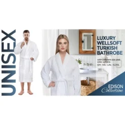 American Soft Linen Warm Fleece Bathrobe, Mens And Womens Adult Robes For Your Bathroom, Shawl Collar Robes