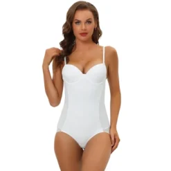 Allegra K Women's Adjustable Straps Tummy Control Shaping Mesh Leotard With Bra -Women Clothing Sale GUEST c0b87adb ac9c 44cc a1a3 6085d511ad87