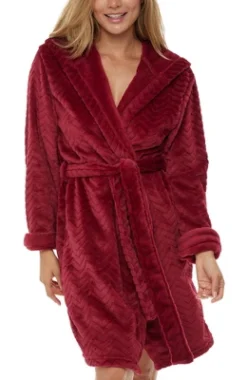 Women's Warm Soft Plush Fleece Bathrobe With Hood, Knee Length Hooded Robe, Chevrons -Women Clothing Sale GUEST c4512041 2c20 4616 99fb d3a7f8a0d900