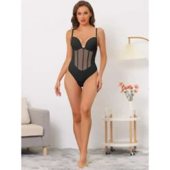 Allegra K Women's Mesh Panel Tummy Control Sculpting Leotard With Adjustable Straps -Women Clothing Sale GUEST c4f29734 4d7b 4e9e a5c4 4279d3b1d87f