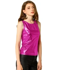 Allegra K Women's U Neck Stretchy Slim Fit Shiny Sparkly Metallic Tank Top -Women Clothing Sale GUEST c5e26475 fa2e 4d16 96f1 1c49724a02dd