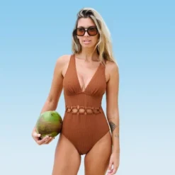 Women's Cutout Ribbed One Piece Swimsuit -Cupshe -Women Clothing Sale GUEST c6352b80 48a1 445f 8c85 e946bf342221