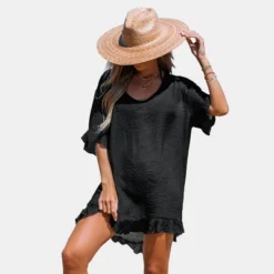 Women's Ruffled V-Neck Back Tie Cover-Up Mini Dress - Cupshe -Women Clothing Sale GUEST c94d0a3b 2c38 41cb 93dd 1978b04cb713