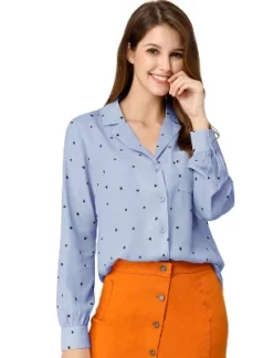 Allegra K Women's Heart Polka Dots Button Up Notched Lapel V Neck Shirts -Women Clothing Sale GUEST c9a106c4 e2f7 4f44 85d5 84ec82f32368