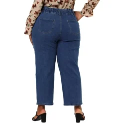 Agnes Orinda Women's Plus Size Pant Pockets Zip Up Button Fly Elastic Waist Denim Jeans -Women Clothing Sale GUEST cacfbaba 113e 46c8 83f9 b498d3771b3b