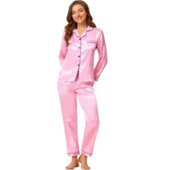 Allegra K Women's Satin Button Down Sleepshirt With Pants Halloween Pajama Set -Women Clothing Sale GUEST caea05c5 e0ce 497c b803 934e3d1d2378