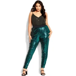 Women's Plus Size Sequin Party Pant - Emerald | CITY CHIC -Women Clothing Sale GUEST ccb27b7c 105d 4bed b999 f860ddc39b64