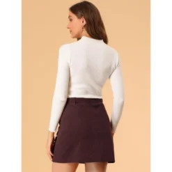 Allegra K Women's Corduroy Vintage Button Decor Ruffled Trim High Waist Mini Skirt -Women Clothing Sale GUEST cdae842c 1f91 438d 9e8f 77eff91e0057