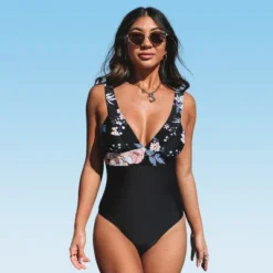 Women's One Piece Swimsuit Vintage Cutout Floral V Neck Bathing Suit - Cupshe -Women Clothing Sale GUEST cdfbf289 1d87 4140 9978 b64cbbcd93e4
