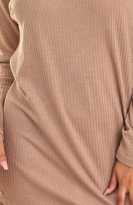 Women's Soft Ribbed Waffle Rib Knit Night Shirt, Oversized Sweater Top Sleep Shirt, Pajamas 4 Women's Soft Ribbed Waffle Rib Knit Night Shirt, Oversized Sweater Top Sleep Shirt, Pajamas - Image 4