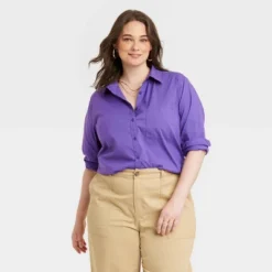 Women's Long Sleeve Relaxed Fit Button-Down Boyfriend Shirt - A New Day™ -Women Clothing Sale GUEST cef96384 283c 4161 b962 3b995cc905e0