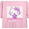 SANRIO Hello Kitty Drinking Boba Tea Women's Pink Short Sleeve Sleep Shirt