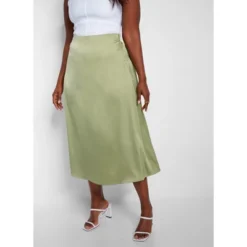 Women's Essential Satin Shift Skirt - Olive -Women Clothing Sale GUEST cf070050 a9b4 403a bfb7 962c760b65a0