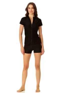 Coppersuit - Women's Short Sleeve Zip Front Rashguard Swimsuit Top -Women Clothing Sale GUEST d1c40566 5801 4dc3 921c d8f8d9f384c2