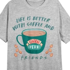 Friends TV Coffee And Friends Women's Heather Gray Short Sleeve Crew Neck Sleep Shirt