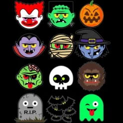 Women's Design By Humans MONSTER FACES Halloween Emoji Shirt Skeleton Dracula Costume By Vomaria Racerback Tank Top