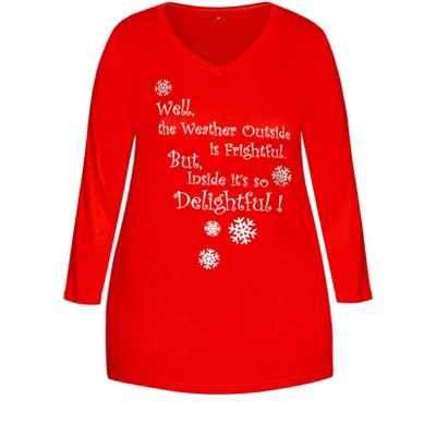 Women's Plus Size Slogan Sleep Top - Red | AVENUE 4 Women's Plus Size Slogan Sleep Top - Red | AVENUE - Image 4