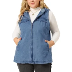 Agnes Orinda Women's Plus Size Hoodie Zipper Up Pocket Denim Sleeveless Jacket Vest -Women Clothing Sale GUEST d9d46bc6 7f65 4cbd a8f6 4eb3379ba242