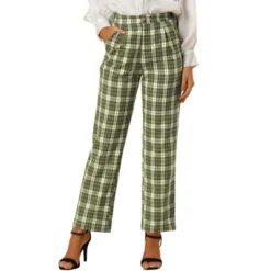Allegra K Women's Plaid Elastic Waist Casual Work Office Long Trousers -Women Clothing Sale GUEST d9e7abcd 1ce1 4e6d 8d94 6fa56a89575a