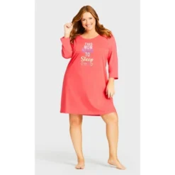 Women's Plus Size 3/4 Sleeve Sleep Shirt - Coral Sleep | AVENUE -Women Clothing Sale GUEST dae994ba c2ab 418f a906 740df8dbb3bb