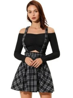 Allegra K Women's Gothic Plaid High Waisted Detachable Suspender Skirts -Women Clothing Sale GUEST dce892c5 547e 40ce ab9e 58d9c231b711
