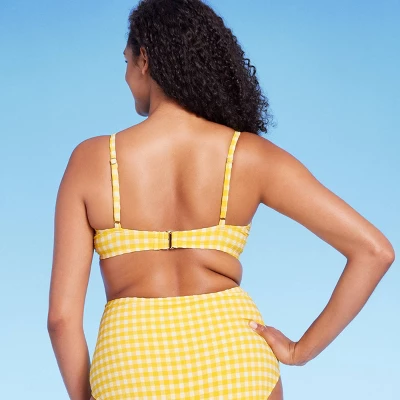 Women's Textured Gingham Triangle Bikini Top - Kona Sol™ Yellow 4 Women's Textured Gingham Triangle Bikini Top - Kona Sol™ Yellow - Image 4