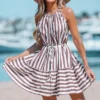 Women's Striped Tie Strap Mini Dress - Cupshe