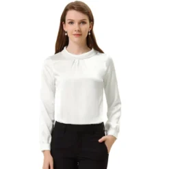 Allegra K Women's Ruched Long Sleeve Office Work Satin Blouses -Women Clothing Sale GUEST df9c1fad 96f2 42a0 984f 4817f223e275
